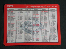 Card calendar, uvaterv út railway planning company, Budapest, name date, 1974, (5)
