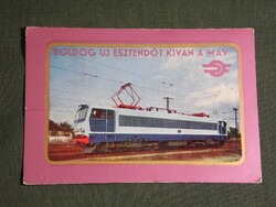 Card calendar, máv railway, v63.001 Electric locomotive, 1976, (5)