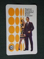 Kártyanaptár, ÁFÉSZ szövetkezeti áruházak, szaküzletek,ruházat,divat,férfi,női modell, 1975,   (5)