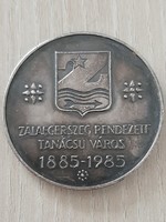 Zala County Organization of Mée - Zalaegerszeg town with organized council 1885-1985 commemorative medal