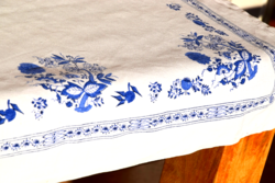Old antique folk painted printed pattern tablecloth linen linen tablecloth tablecloth 150 x 128