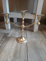 Fabulous old silver-plated three-prong candle holder (20x21.5x8 cm)