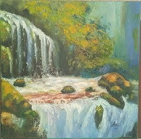 Antiipina galina: waterfall. Oil painting, canvas. 40X40cm