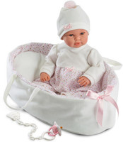 New Llorens newborn crying baby with basket and clothes 36 cm