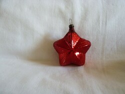 Old glass Christmas tree decoration - red star - 