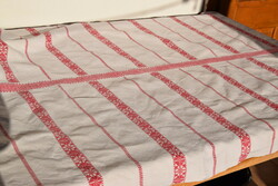 Antique old folk linen linen hand-woven red striped tablecloth tablecloth tablecloth 174 x 105