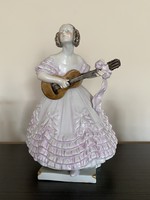 Dériné with a guitar, Herend marked porcelain