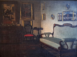 Sándor Teplánszky - interior with the painter, 1918