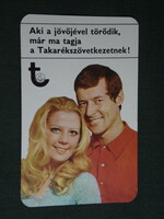 Kártyanaptár, Takarékszövetkezet, férfi, női modell, 1974,   (5)