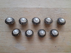 9 older metal buttons with bowling beads 13.6 mm