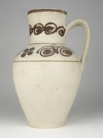 1C370 old white hand-painted earthenware pot 23 cm
