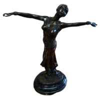 Art-Deco táncosnő bronz szobor márvány talapzaton