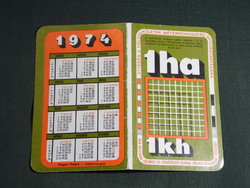 Card calendar, meme, Department of Land Mapping Land Office, Budapest, area calculation, 1974, (5)