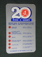 Kártyanaptár, 20 éves MAGÉV műszaki anyag gépkereskedelmi vállalat,Budapest,Pécs iroda , 1974,   (5)