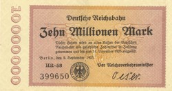 10 millió márka 1923.09.02. Németország Berlin