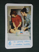 Kártyanaptár, Egészségügyi felvilágosítás,család modell, baba törlőkendő, Szolnok papír,1974,   (5)