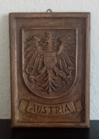 Vintage. Ausztria címere, kézzel faragott falidísz eladó