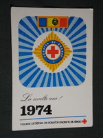 Card calendar, Romania, Red Cross, graphic artist, 1974, (5)