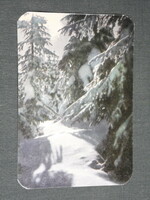 Card calendar, Romania, Cluj printing house, Transylvanian winter landscape detail, forest detail, 1974, (5)