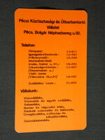 Kártyanaptár, Pécs köztisztasági útkarbantartó vállalat,1974,   (5)