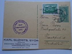 D200534 karl guzmics -bund international, Győr 1938 postcard sent to Frankfurt am Main