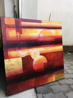 Stretched canvas abstract painting 70x70 cm