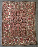 1L011 antique ~1870 brown hand-woven oriental Persian carpet tapestry 135 x 183 cm