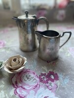 Art deco ezüstözött kanna pár, teás és kávés kanna + 1 ráadás javítandó