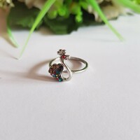 New colorful rhinestone peacock ring - usa 6.5 / eu 53 / ø17mm