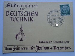 D200546 Német Birodalom 1938 Propaganda Képeslap - Liebenau Sudetenfahrt -Führer Dec 4 választások