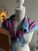 Luxurious, hand-dyed pille light silk scarf with delicate colors 83*83 cm, 100% silk