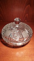 Régi kristály bonbonier, asztalközép (18 cm)