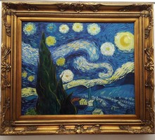 Reproduction of Van Gogh's Starry Night painting, made with a painter's knife, with a thick layer of paint, 80x70 cm