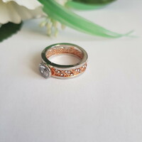 New peach-silver ring with rhinestones - usa 7 / eu 53-54 – 17.5mm