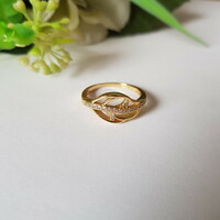 New gold-plated ring with rhinestones - usa 6.5 / eu 53 / ø17mm