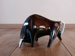 Régi Lengyel Cmielow modern porcelán bika, bölény