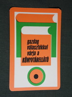 Card calendar, library supply company, Budapest, graphic, book, 1973, (5)