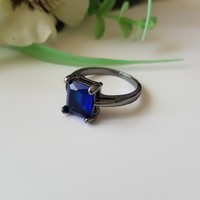 New ring with blue stone, smoke color - usa 9 / eu 59-60 / ø19mm