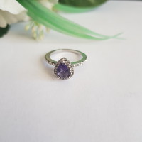 New purple crystal rhinestone drop ring - usa sizes 6, 6.5, 9, 9.5