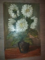 Festmény, virágcsendélet, olaj, farost, 60x40 cm