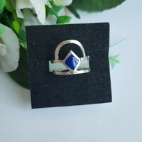 New, blue rhombus decorative, double band ring - usa 7-8 / eu 54-57 / ø17.5-18mm