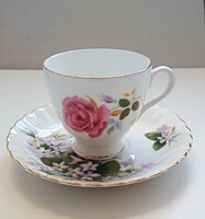 Angol porcelán kávés rózsás csésze 6x7cm