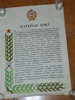 A large-scale poster of the military oath of the Hungarian People's Army from 1969! 50X68cm.