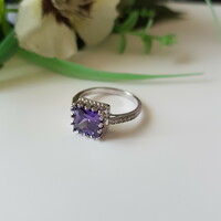 New purple rhinestone ring - usa 7 / eu 54 / ø17.5mm