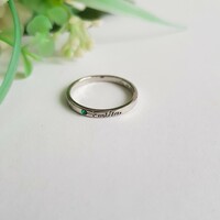 New green rhinestone emilia name engraved ring - usa 7 / eu 53 / ø17.5mm