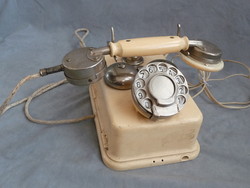 Régi tárcsás telefon CB 24 magyar királyi posta telefon egyedi fehér festéssel működő állapotban
