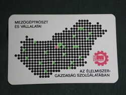 Card calendar, agricultural machinery trust companies Budapest, graphic map, 1973, (5)