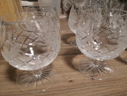 6 pcs. Polished crystal cognac glass