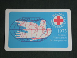 Kártyanaptár, Magyar Vöröskereszt IV. kongresszus, grafikai rajzos, földgömb,galamb,1973,   (5)