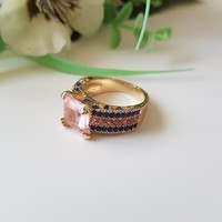 New pink-blue rhinestone ring - usa 8 / eu 57 / ø18mm